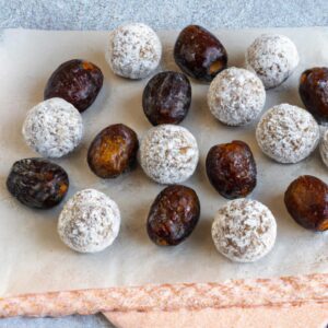 Almond Butter Energy Balls with Dates and Coconut Healthy Snack Recipe