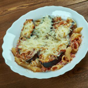 Baked Eggplant Parmesan with Whole Wheat Pasta Italian Main Dish