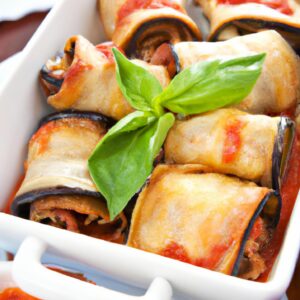 Baked Eggplant Rollatini with Marinara Sauce Italian Main Dish