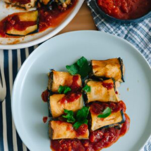 Baked Eggplant Rollatini with Marinara Sauce Vegetarian Dinner Recipe