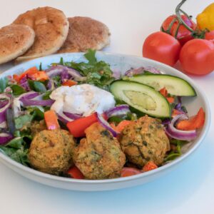 Baked Falafel with Greek Salad Healthy Lunch Recipe