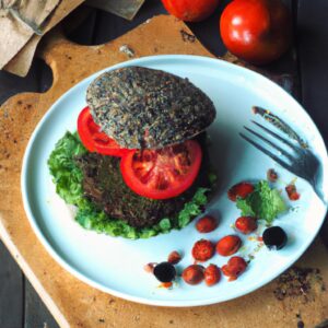 Black Bean and Quinoa Burgers with Avocado and Tomato Vegetarian Lunch Recipe