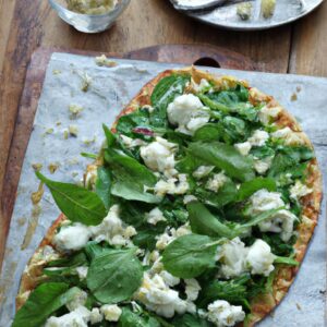 Cauliflower Crust Pizza with Spinach and Feta Healthy Main Dish