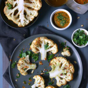 Cauliflower Steaks with Chimichurri Sauce Vegetarian Main Dish