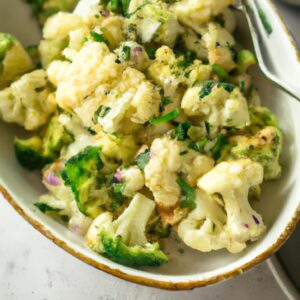 Cauliflower and Broccoli Salad with Lemon Tahini Dressing Side Dish Recipe