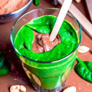 Chocolate Peanut Butter Protein Smoothie with Spinach Healthy Dessert Recipe