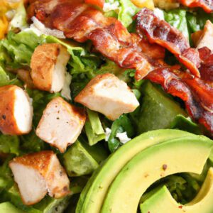 Cobb Salad with Grilled Chicken Avocado and Bacon Fresh and Delicious