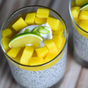 Coconut Lime Chia Seed Pudding with Mango Slices Dessert Recipe