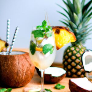 Coconut Pineapple Mojito Mocktail Refreshing Beverage Recipe