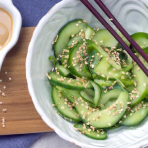 Cucumber and Avocado Salad with Sesame Seeds and Soy Ginger Dressing Refreshing Salad Recipe