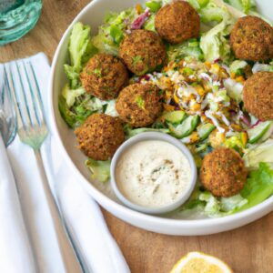 Falafel Salad with Tahini Dressing Healthy Lunch Recipe