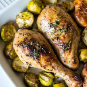 Grilled Lemon Herb Chicken with Roasted Brussels Sprouts Dinner Recipe