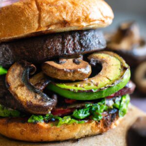 Grilled Portobello Mushroom Burger with Avocado Vegetarian Recipe