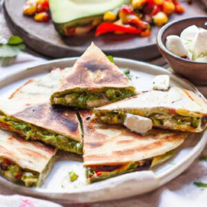 Grilled Vegetable and Goat Cheese Quesadillas with Guacamole Dinner Recipe