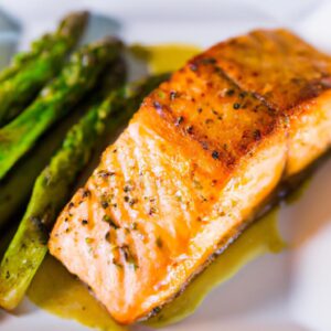 Honey Mustard Glazed Salmon with Steamed Asparagus Main Dish Recipe 1