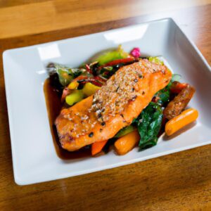 Honey Soy Glazed Salmon with Steamed Vegetables Main Dish Recipe