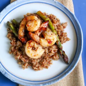 Lemon Garlic Shrimp with Quinoa and Roasted Asparagus Healthy Lunch Recipe