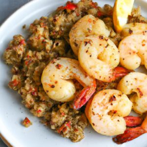 Lemon Garlic Shrimp with Quinoa and Roasted Vegetables Healthy Lunch Recipe