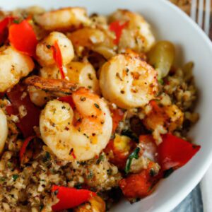 Lemon Garlic Shrimp with Quinoa and Roasted Vegetables Main Dish Recipe