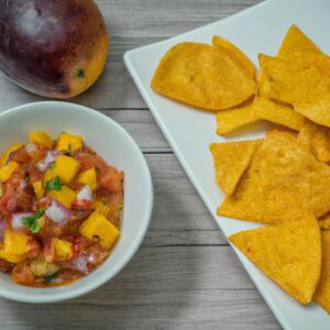 Mango Salsa with Baked Tortilla Chips Refreshing Snack Recipe