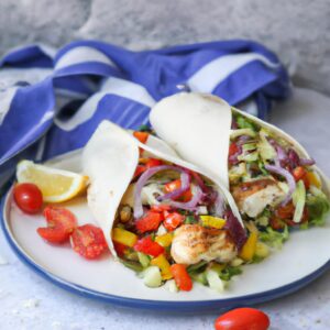 Mediterranean Chicken Wrap with Greek Salad Lunch Recipe