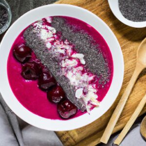 Mixed Berry Smoothie Bowl with Chia Seeds and Coconut Flakes Dessert Recipe