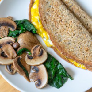 Mushroom and Spinach Omelette with Whole Grain Toast Healthy Lunch Recipe