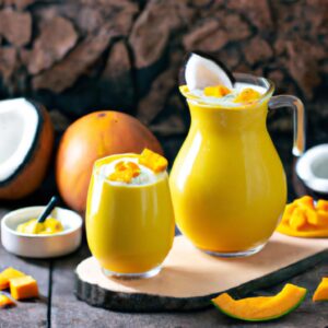 Orange Mango Smoothie with Coconut Water Refreshing Beverage