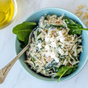 Orzo Salad with Spinach Feta and Lemon Dill Dressing Refreshing Salad Recipe