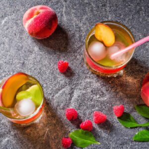 Peach Raspberry Iced Green Tea Refreshing Beverage Recipe