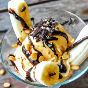 Peanut Butter Banana Ice Cream with Chocolate Drizzle Delicious Dessert Recipe