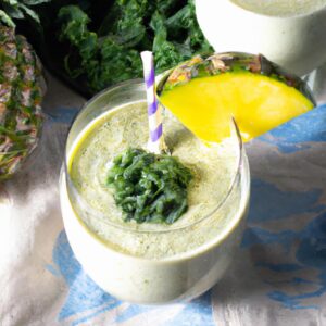 Pineapple Kale Smoothie with Greek Yogurt Refreshing Beverage