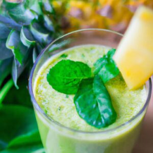 Pineapple Spinach Mint Smoothie Refreshing Beverage Recipe