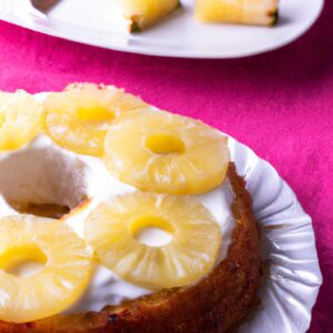 Pineapple Upside Down Cake with Coconut Whipped Cream Dessert Recipe