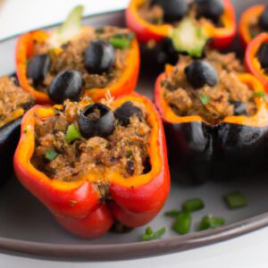 Quinoa and Black Bean Stuffed Bell Peppers Healthy Lunch Recipe