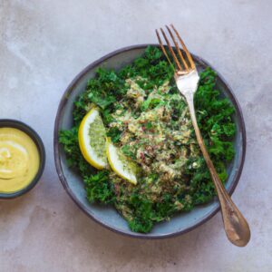 Quinoa and Kale Salad with Lemon Tahini Dressing Healthy Lunch Recipe