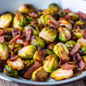 Roasted Brussels Sprouts with Bacon and Balsamic Glaze Side Dish Recipe