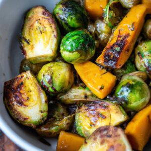 Roasted Butternut Squash and Brussels Sprouts Side Dish Recipe