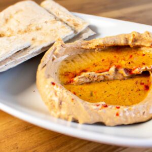 Roasted Red Pepper Hummus with Whole Wheat Pita Healthy Snack Recipe