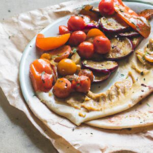 Roasted Vegetable and Hummus Flatbread Easy Lunch Recipe