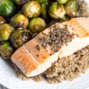 Salmon with Quinoa and Roasted Brussels Sprouts Healthy Main Dish