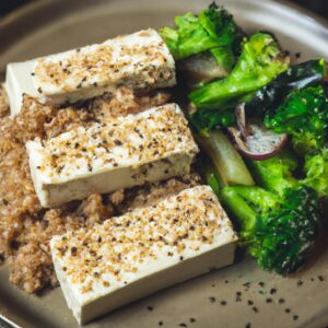 Sesame Crusted Tofu with Quinoa and Broccoli Healthy Main Dish