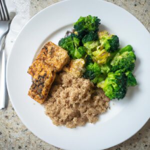 Sesame Crusted Tofu with Quinoa and Steamed Broccoli Main Dish Recipe