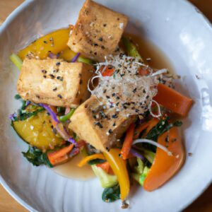 Sesame Crusted Tofu with Stir Fried Vegetables Main Dish Recipe