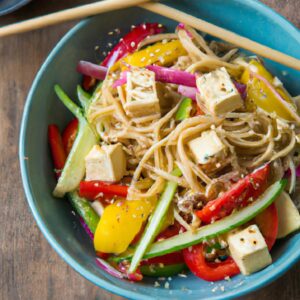 Sesame Ginger Noodle Salad with Vegetables and Tofu Healthy Salad Recipe