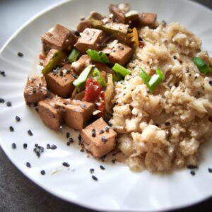 Sesame Ginger Tofu Stir Fry with Brown Rice Healthy Lunch Recipe