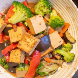 Sesame Ginger Tofu with Stir Fried Vegetables Main Dish Recipe