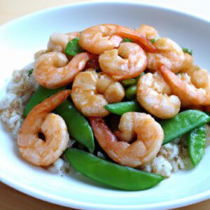 Shrimp and Snow Pea Stir Fry with Brown Rice Healthy Main Dish