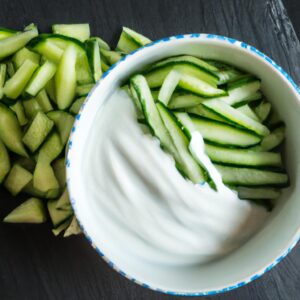 Sliced Cucumbers with Greek Tzatziki Dip Healthy Snack Recipe