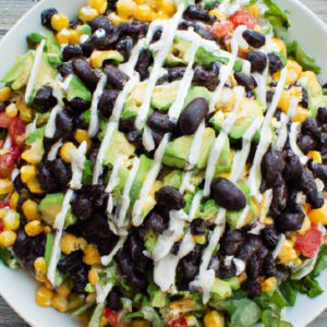 Southwest Salad with Black Beans Corn Avocado and Chipotle Ranch Healthy Salad Recipe